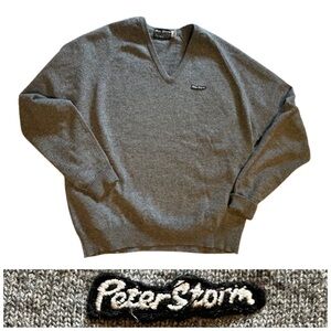 🧡Vintage Gray Wool Peter Frost pullover V-neck sweater xxl Great Britain